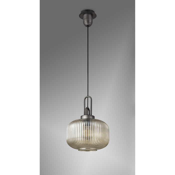 Nelson Lighting NLK05629 Acme 1 Light Pendant Aged Pewter Matt Black