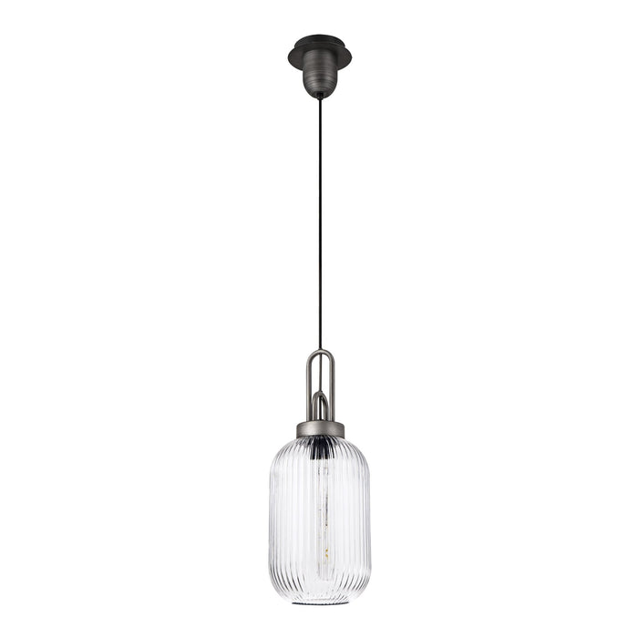 Nelson Lighting NLK05649 Acme 1 Light Pendant Aged Pewter Matt Black