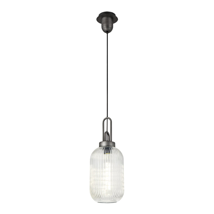 Nelson Lighting NLK05649 Acme 1 Light Pendant Aged Pewter Matt Black