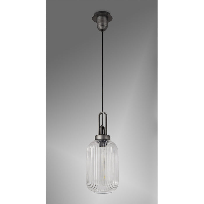 Nelson Lighting NLK05649 Acme 1 Light Pendant Aged Pewter Matt Black