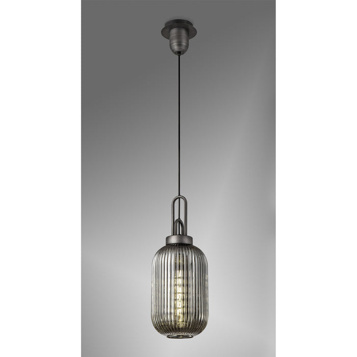 Nelson Lighting NLK05659 Acme 1 Light Pendant Aged Pewter Matt Black