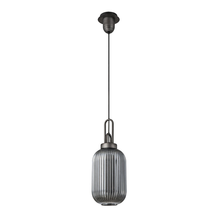 Nelson Lighting NLK05659 Acme 1 Light Pendant Aged Pewter Matt Black