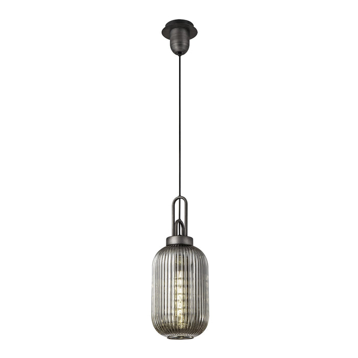 Nelson Lighting NLK05659 Acme 1 Light Pendant Aged Pewter Matt Black