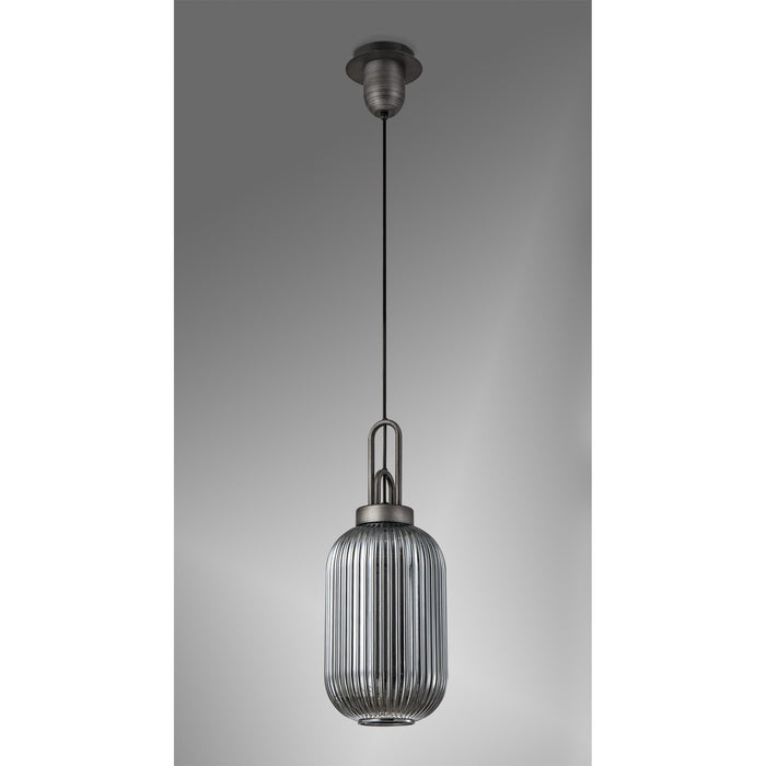 Nelson Lighting NLK05659 Acme 1 Light Pendant Aged Pewter Matt Black