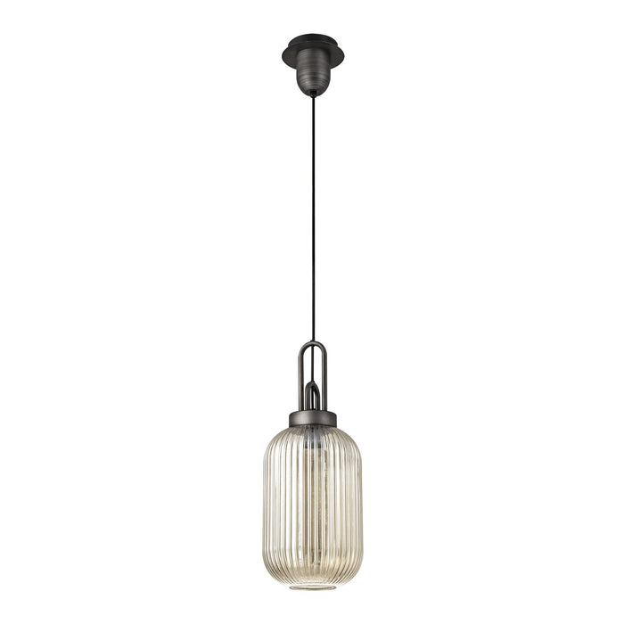 Nelson Lighting NLK05669 Acme 1 Light Pendant Aged Pewter Matt Black