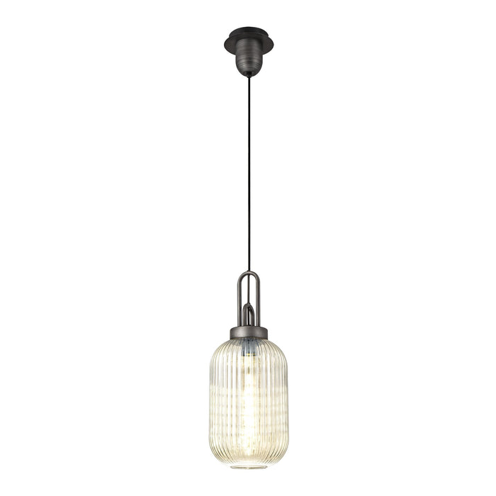 Nelson Lighting NLK05669 Acme 1 Light Pendant Aged Pewter Matt Black