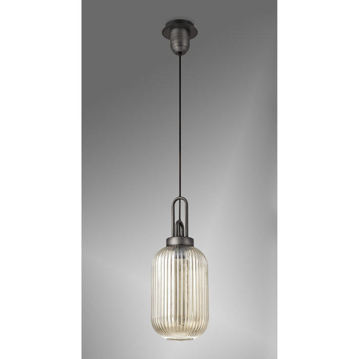 Nelson Lighting NLK05669 Acme 1 Light Pendant Aged Pewter Matt Black