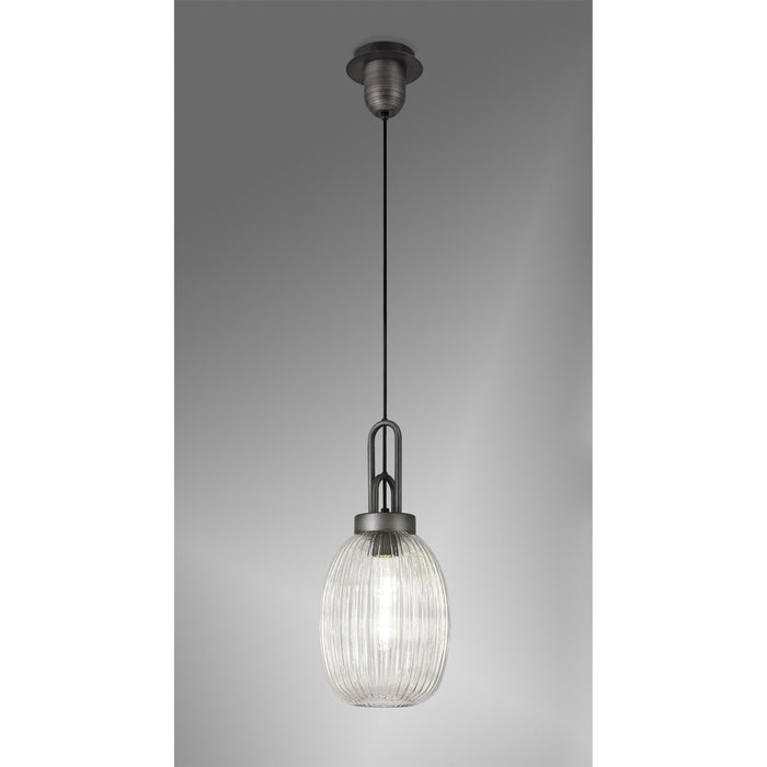 Nelson Lighting NLK05679 Acme 1 Light Pendant Aged Pewter Matt Black