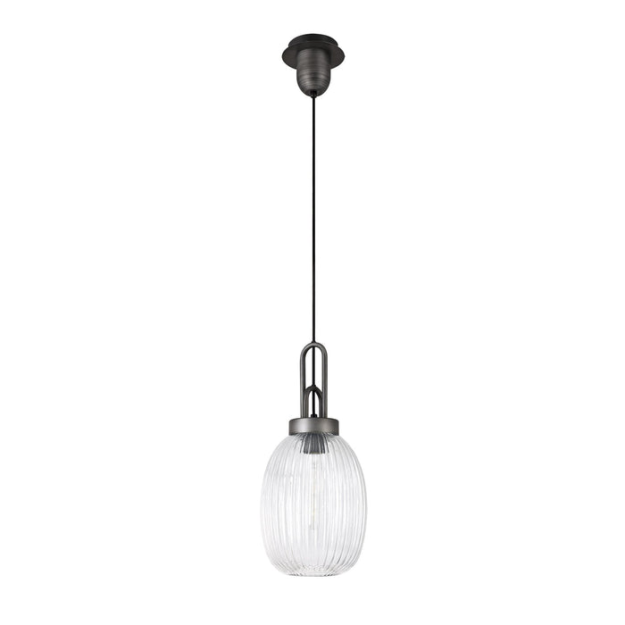 Nelson Lighting NLK05679 Acme 1 Light Pendant Aged Pewter Matt Black