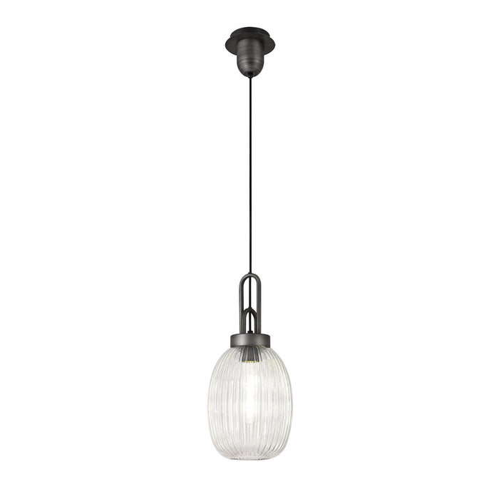 Nelson Lighting NLK05679 Acme 1 Light Pendant Aged Pewter Matt Black