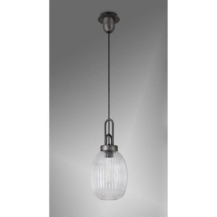 Nelson Lighting NLK05679 Acme 1 Light Pendant Aged Pewter Matt Black