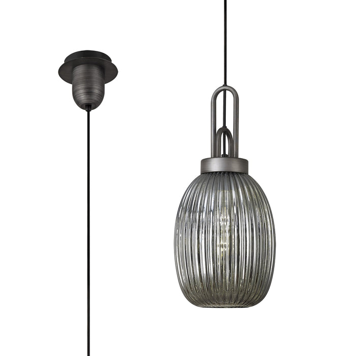 Nelson Lighting NLK05689 Acme 1 Light Pendant Aged Pewter Matt Black