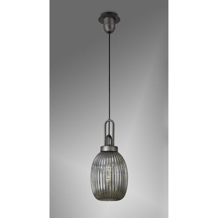 Nelson Lighting NLK05689 Acme 1 Light Pendant Aged Pewter Matt Black