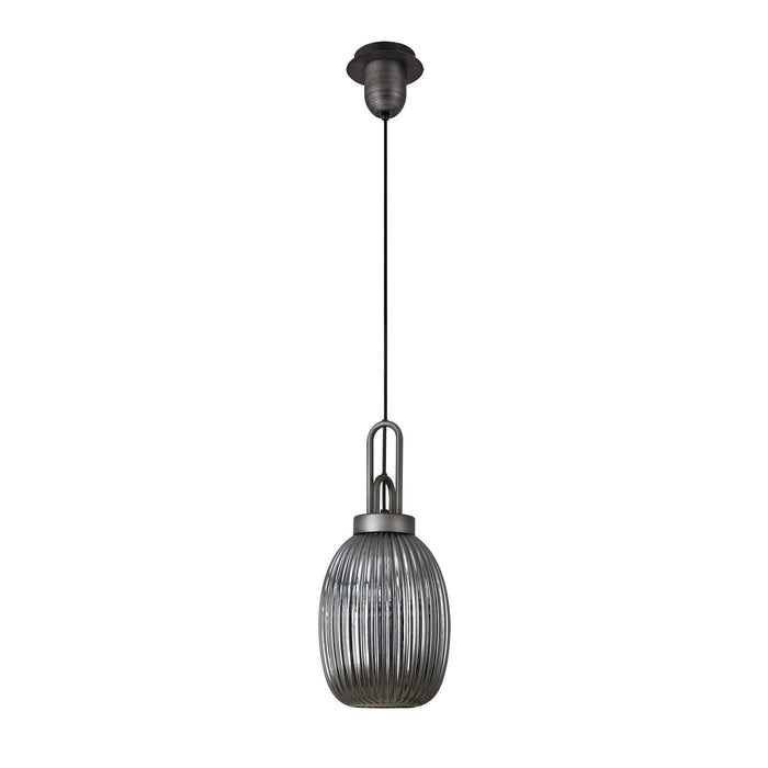 Nelson Lighting NLK05689 Acme 1 Light Pendant Aged Pewter Matt Black