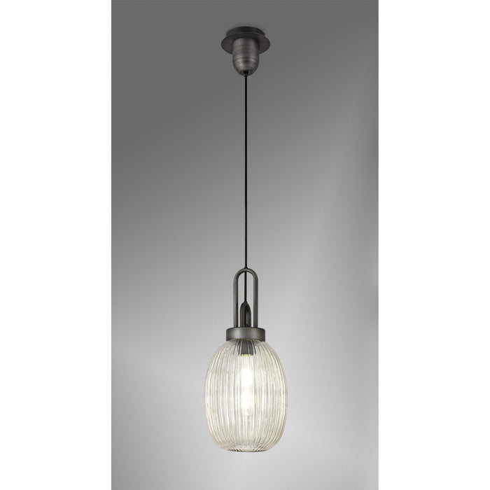 Nelson Lighting NLK05699 Acme 1 Light Pendant Aged Pewter Matt Black