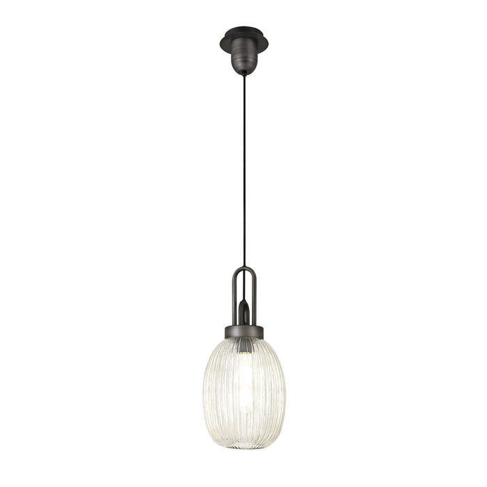 Nelson Lighting NLK05699 Acme 1 Light Pendant Aged Pewter Matt Black