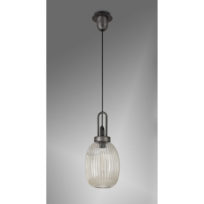 Nelson Lighting NLK05699 Acme 1 Light Pendant Aged Pewter Matt Black