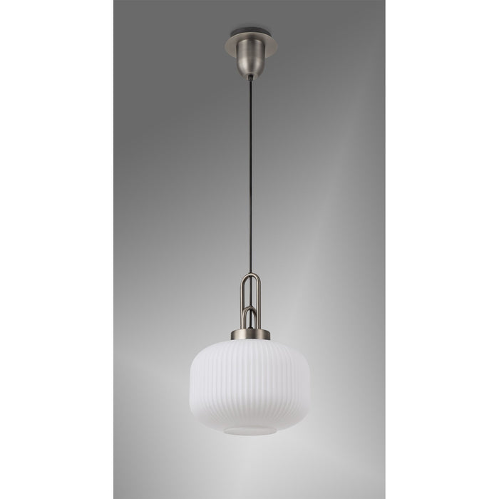 Nelson Lighting NLK05719 Acme 1 Light Pendant Antique Silver Matt Black