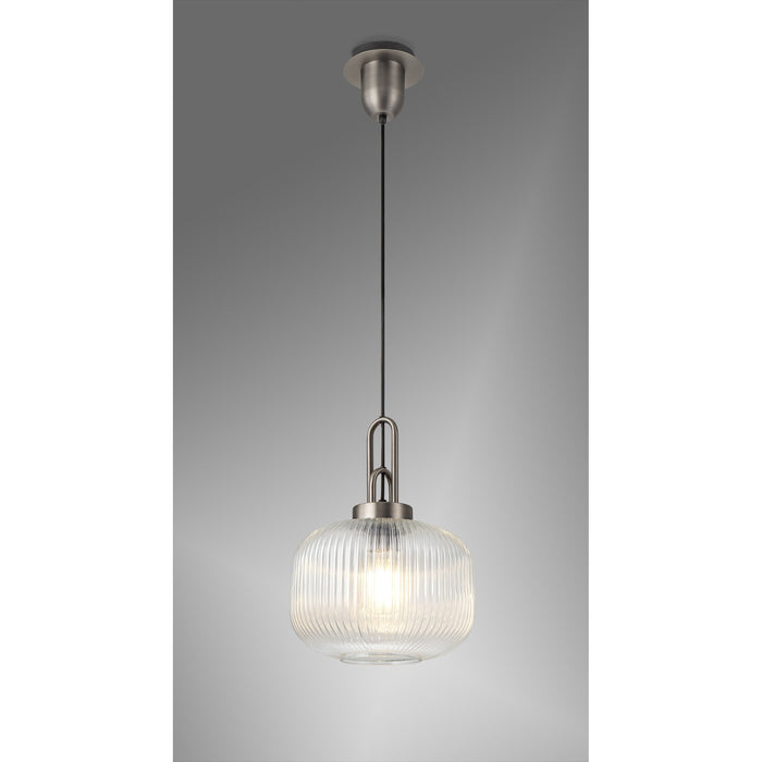 Nelson Lighting NLK05729 Acme 1 Light Pendant Antique Silver Matt Black