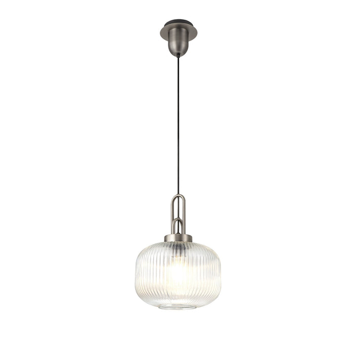 Nelson Lighting NLK05729 Acme 1 Light Pendant Antique Silver Matt Black