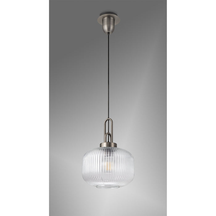 Nelson Lighting NLK05729 Acme 1 Light Pendant Antique Silver Matt Black