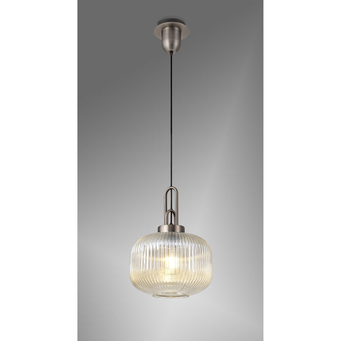 Nelson Lighting NLK05739 Acme 1 Light Pendant Antique Silver Matt Black