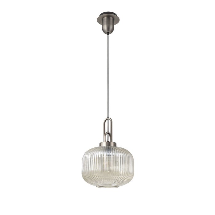 Nelson Lighting NLK05739 Acme 1 Light Pendant Antique Silver Matt Black