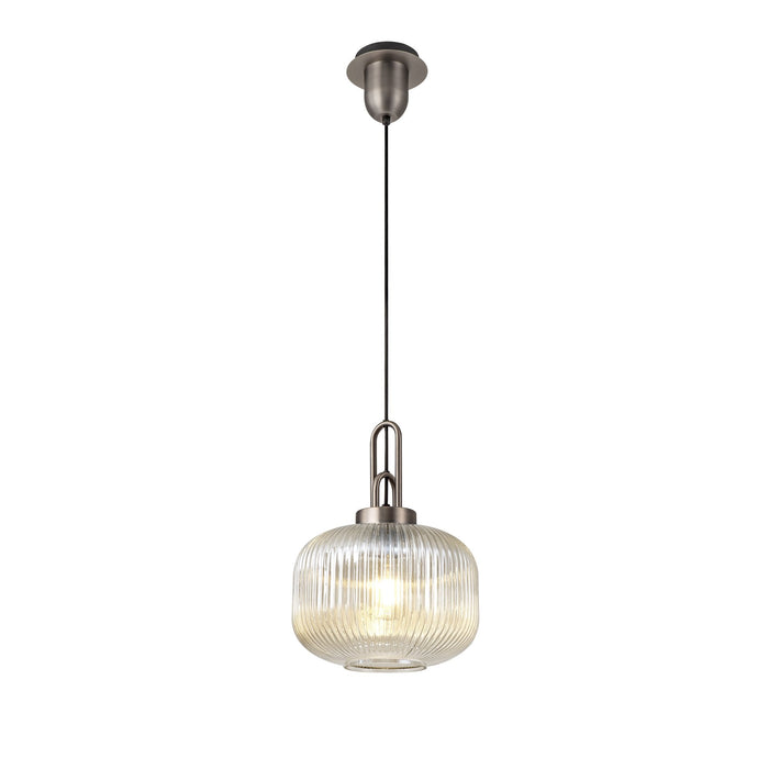 Nelson Lighting NLK05739 Acme 1 Light Pendant Antique Silver Matt Black