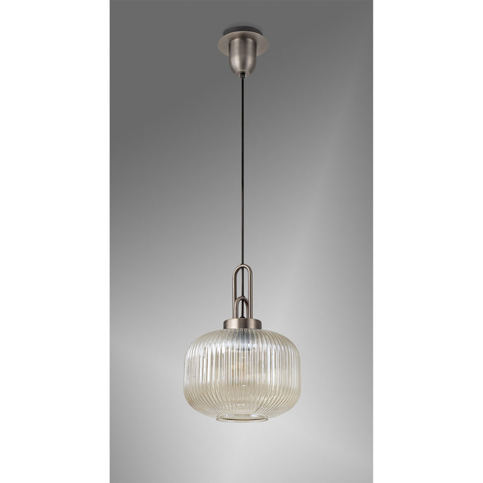 Nelson Lighting NLK05739 Acme 1 Light Pendant Antique Silver Matt Black