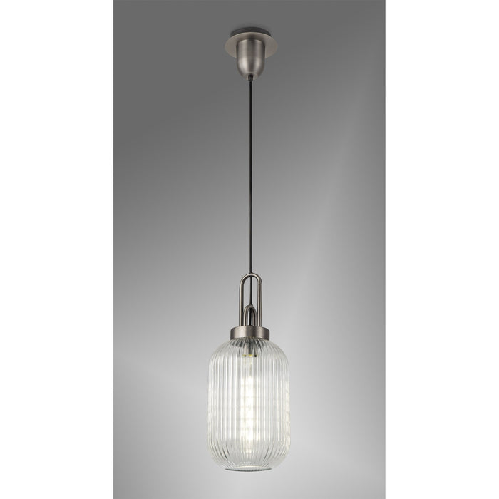 Nelson Lighting NLK05759 Acme 1 Light Pendant Aged Pewter Matt Black