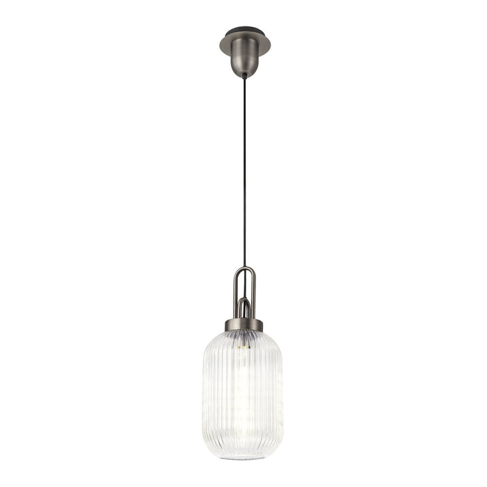 Nelson Lighting NLK05759 Acme 1 Light Pendant Aged Pewter Matt Black