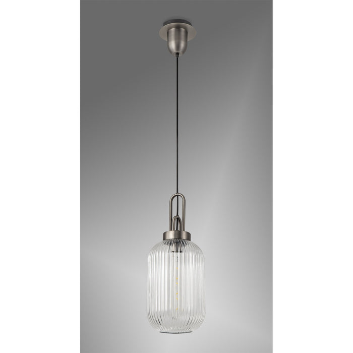 Nelson Lighting NLK05759 Acme 1 Light Pendant Aged Pewter Matt Black