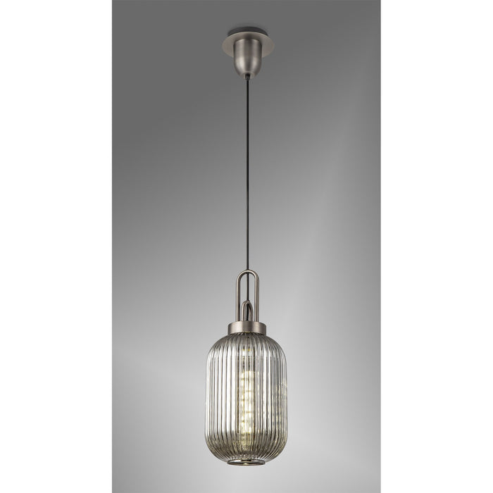 Nelson Lighting NLK05769 Acme 1 Light Pendant Antique Silver Matt Black