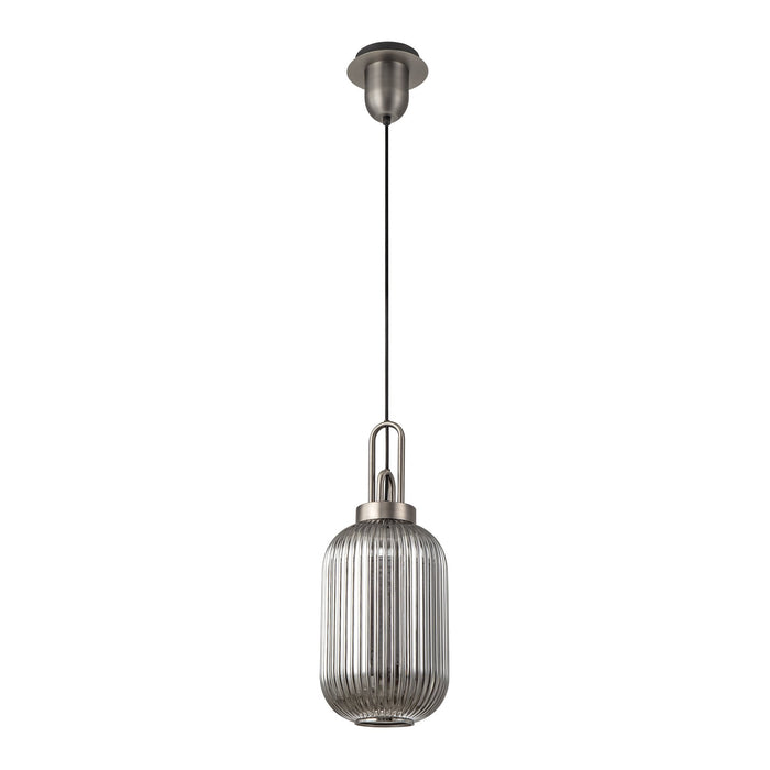 Nelson Lighting NLK05769 Acme 1 Light Pendant Antique Silver Matt Black