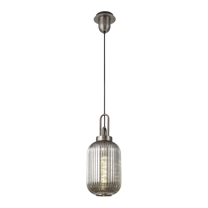 Nelson Lighting NLK05769 Acme 1 Light Pendant Antique Silver Matt Black