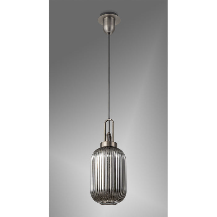 Nelson Lighting NLK05769 Acme 1 Light Pendant Antique Silver Matt Black