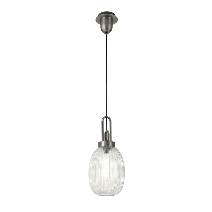 Nelson Lighting NLK05789 Acme 1 Light Pendant Antique Silver Matt Black