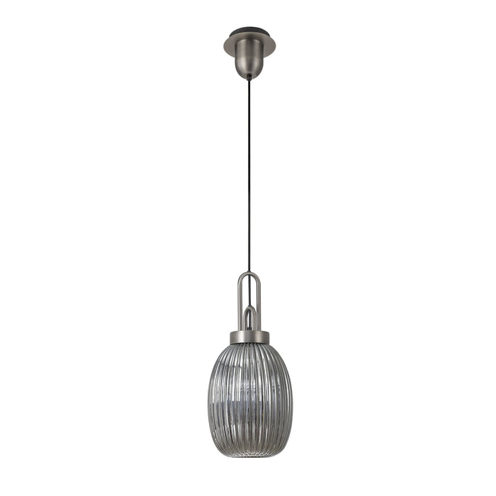 Nelson Lighting NLK05799 Acme 1 Light Pendant Antique Silver Matt Black