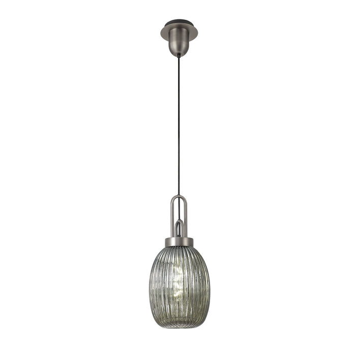 Nelson Lighting NLK05799 Acme 1 Light Pendant Antique Silver Matt Black