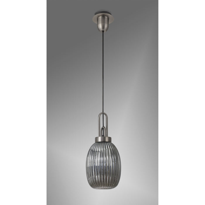 Nelson Lighting NLK05799 Acme 1 Light Pendant Antique Silver Matt Black