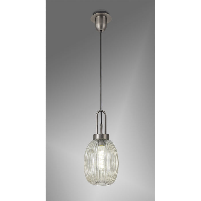 Nelson Lighting NLK05809 Acme 1 Light Pendant Antique Silver Matt Black