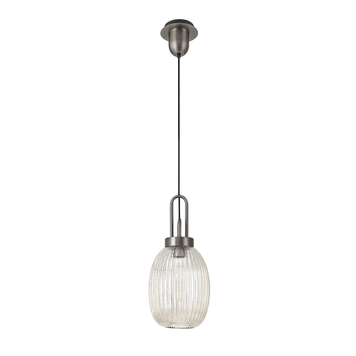 Nelson Lighting NLK05809 Acme 1 Light Pendant Antique Silver Matt Black