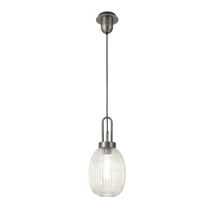 Nelson Lighting NLK05809 Acme 1 Light Pendant Antique Silver Matt Black