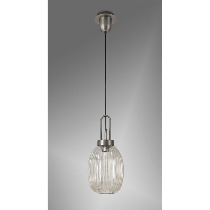 Nelson Lighting NLK05809 Acme 1 Light Pendant Antique Silver Matt Black