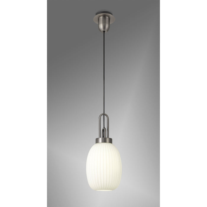 Nelson Lighting NLK05819 Acme 1 Light Pendant Antique Silver Matt Black