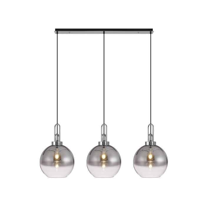 Nelson Lighting NLK05829 Acme 3 Light Linear Pendant Polished Nickel Matt Black