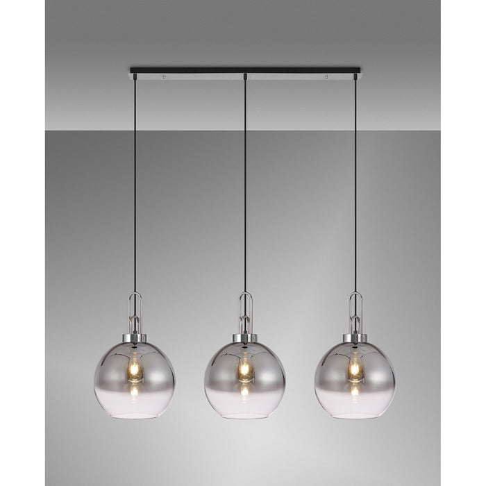 Nelson Lighting NLK05829 Acme 3 Light Linear Pendant Polished Nickel Matt Black