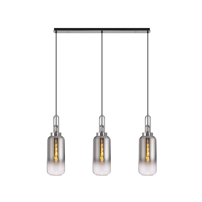 Nelson Lighting NLK05839 Acme 3 Light Linear Pendant Polished Nickel Matt Black