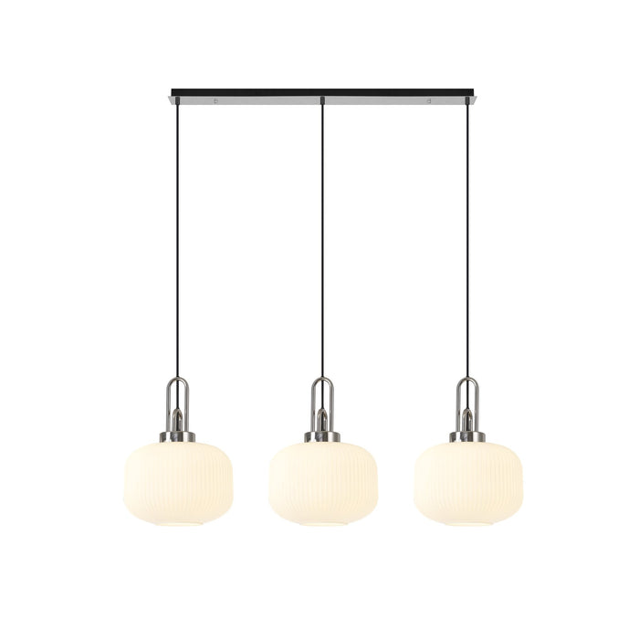 Nelson Lighting NLK05849 Acme 3 Light Linear Pendant Polished Nickel Matt Black