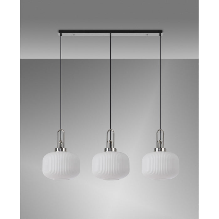 Nelson Lighting NLK05849 Acme 3 Light Linear Pendant Polished Nickel Matt Black